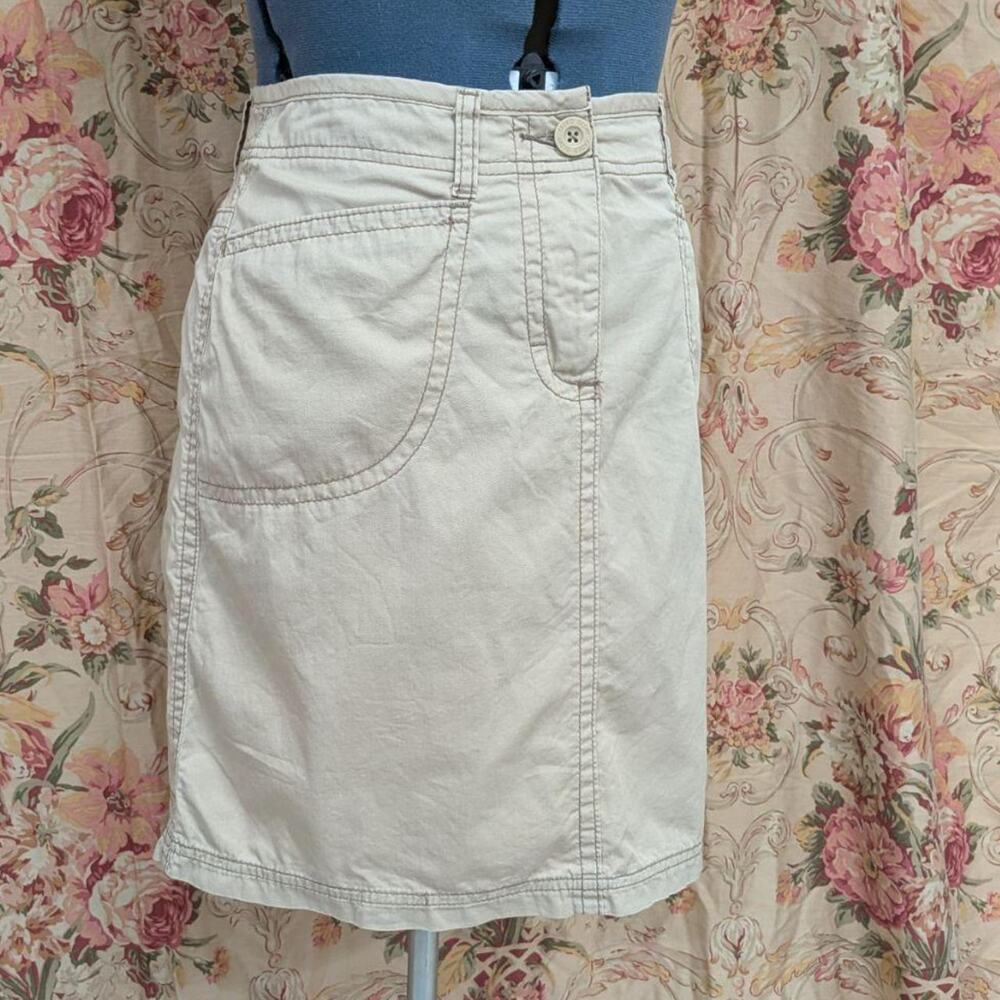 Faded Glory tan cotton utility mini skirt, size 8